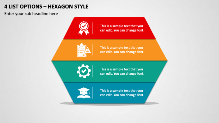 4 List Options - Hexagon Style PPT Slide 1