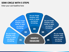 Semi Circle with 5 Steps PPT Slide 2