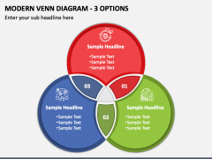 Modern Venn Diagram - 3 Options PPT Slide 1