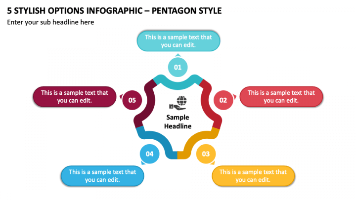 5 Stylish Options Infographic - Pentagon Style PPT Slide 1