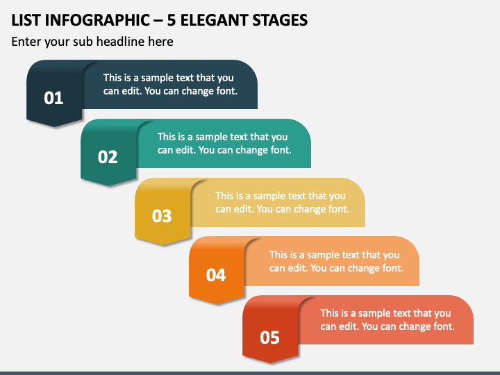 List Infographic - 5 Elegant Stages PPT Slide 1