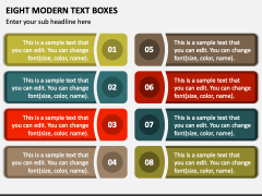 Eight Modern Text Boxes PPT Slide 1