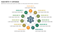 Hub with 11 Spokes PPT Slide 1