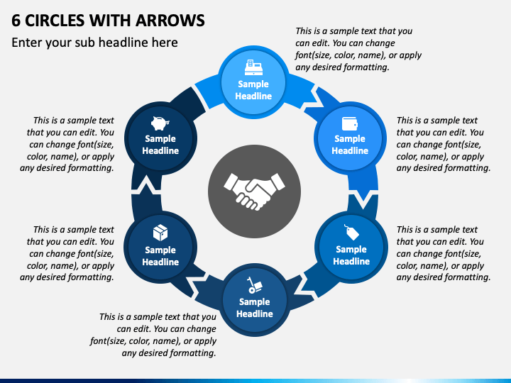 6 Circles with Arrows PPT Slide 1