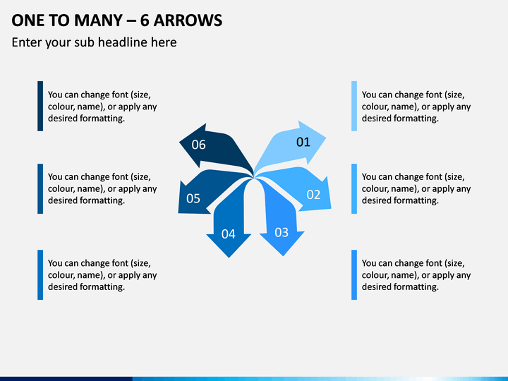 One to Many – 6 Arrows PPT Slide 1
