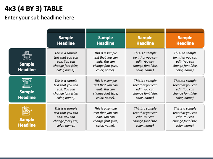 4 by 3 Table PPT Slide 1