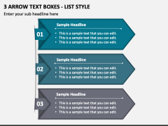 3 Arrow Text Boxes - List Style PPT Slide 1