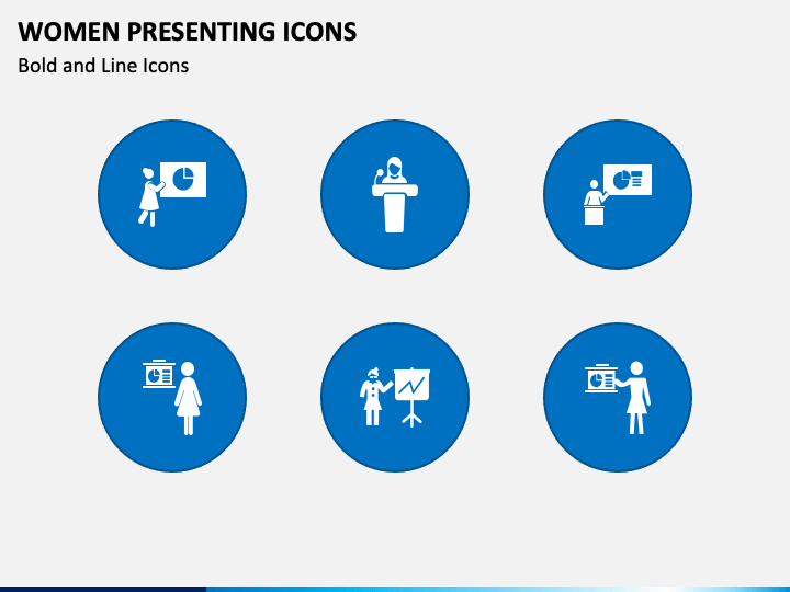 Women Presenting Icons PPT Slide 1