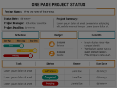 One Page Project Status Animated Presentation - SketchBubble