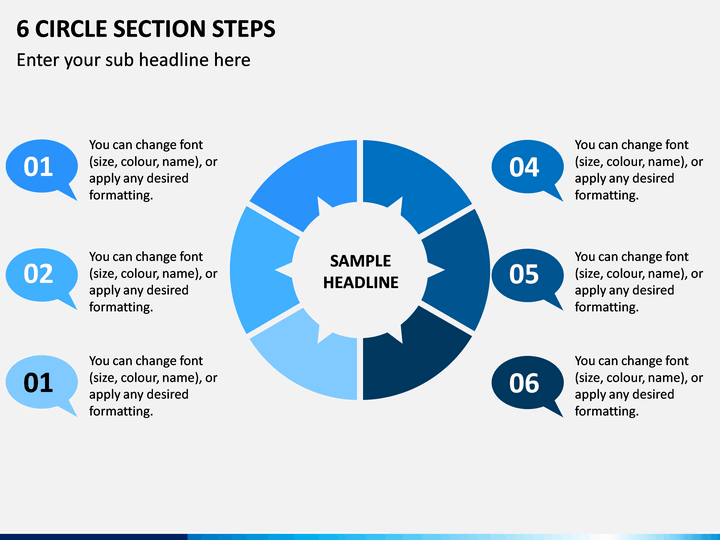 6 Circle Section Steps PPT Slide 1