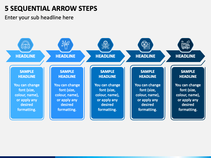 5 Sequential Arrow Steps PPT Slide 1