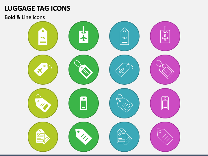 Luggage Tag Icons PPT Slide 1