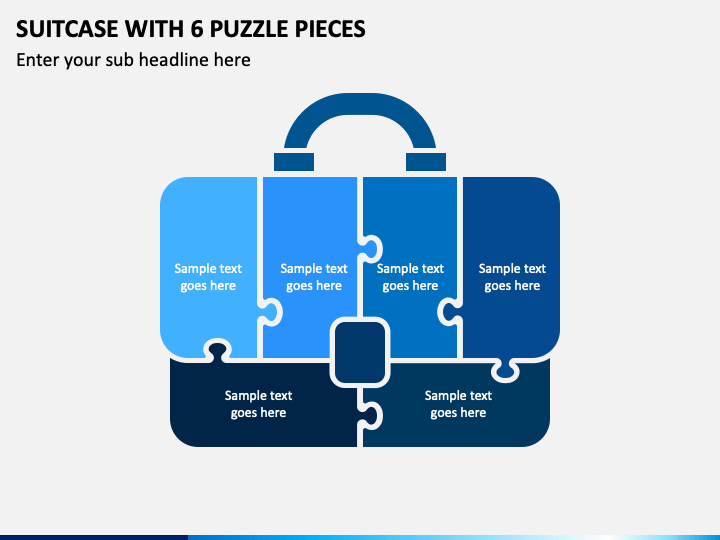 Suitcase With 6 Puzzle Pieces PowerPoint Template - PPT Slides