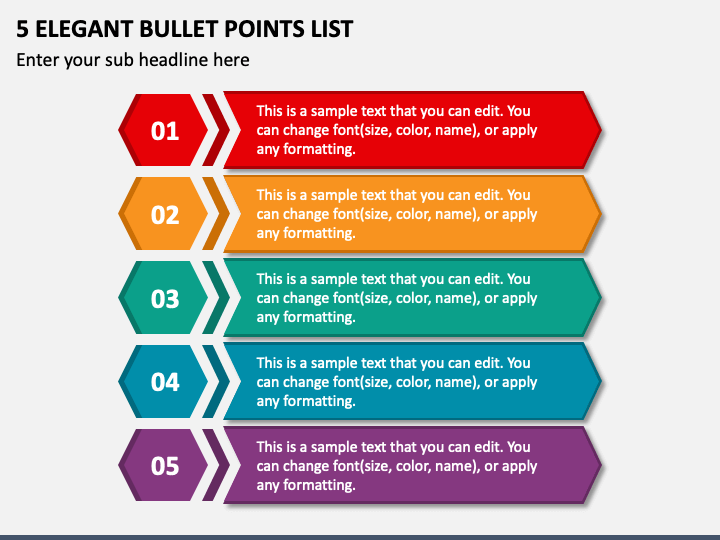 5 Elegant Bullet Points List PPT Slide 1