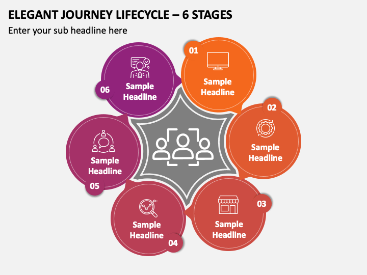 Elegant Journey Lifecycle - 6 Stages PPT Slide 2