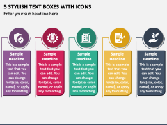 5 Stylish Text Boxes with Icons PPT Slide 1