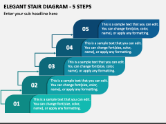 Elegant Stair Diagram - 5 Steps PPT Slide 1