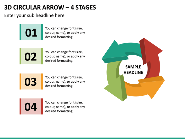PowerPoint 3d Circular Arrow – 4 Stages