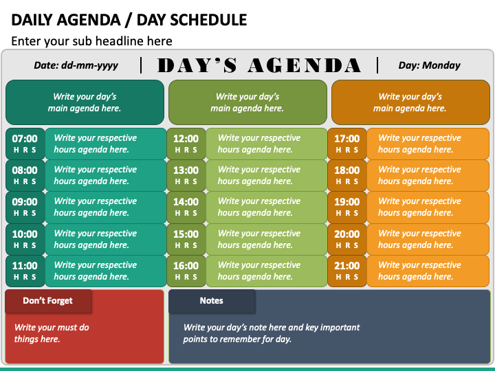 Daily Agenda PowerPoint Template - PPT Slides | SketchBubble