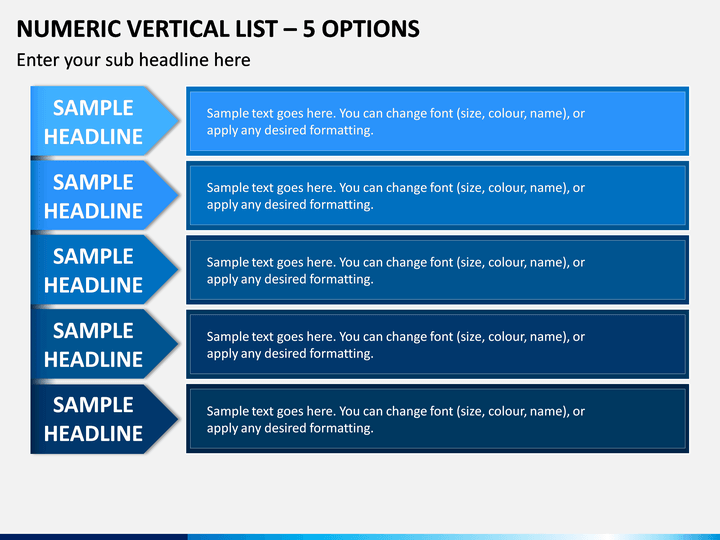 Numeric Vertical List - 5 Options PPT Slide 1