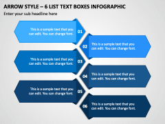 Arrow Style - 6 List Text Boxes Infographic PPT Slide 1
