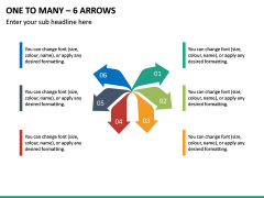 One to Many – 6 Arrows PPT Slide 2