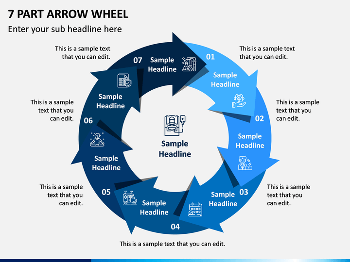 7 Part Arrow Wheel PPT Slide 1
