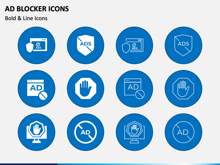 Ad Blocker Icons PPT Slide 1
