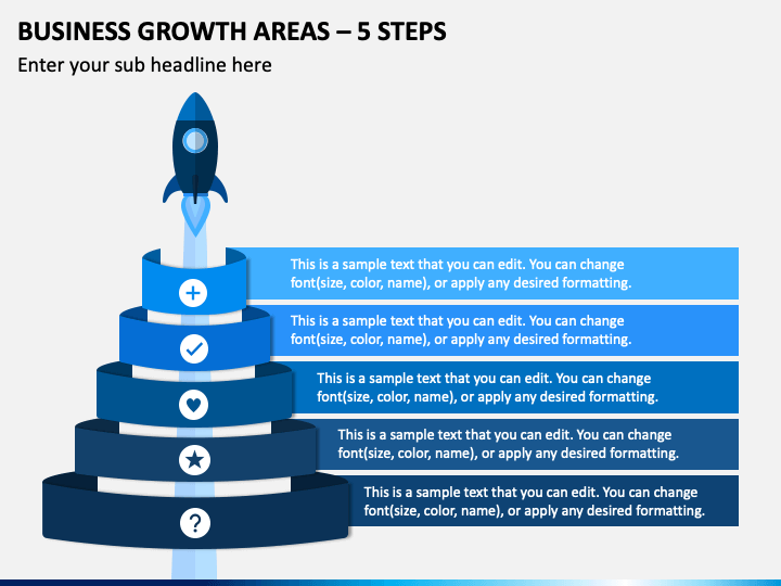 Business Growth Areas - 5 Steps PPT Slide 1