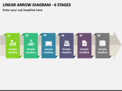 Linear Arrow Diagram - 6 Stages PPT Slide 1