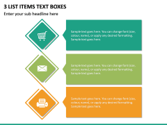 3 List Items Text Boxes PPT Slide 2