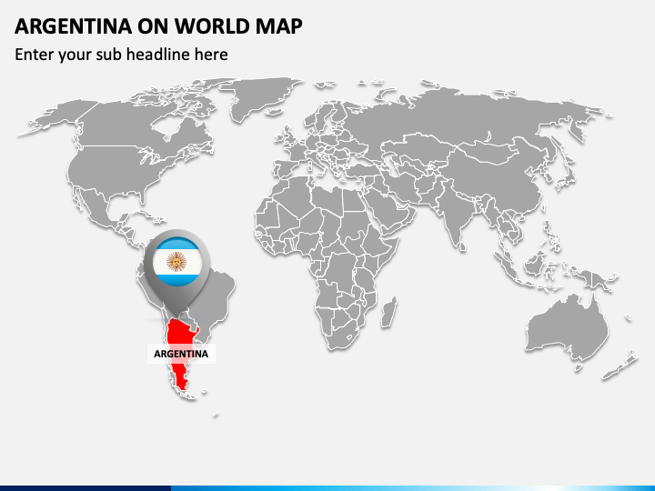 Argentina on World Map PPT Slide 1