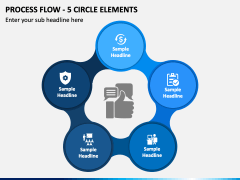Process Flow - 5 Circle Elements PPT Slide 2