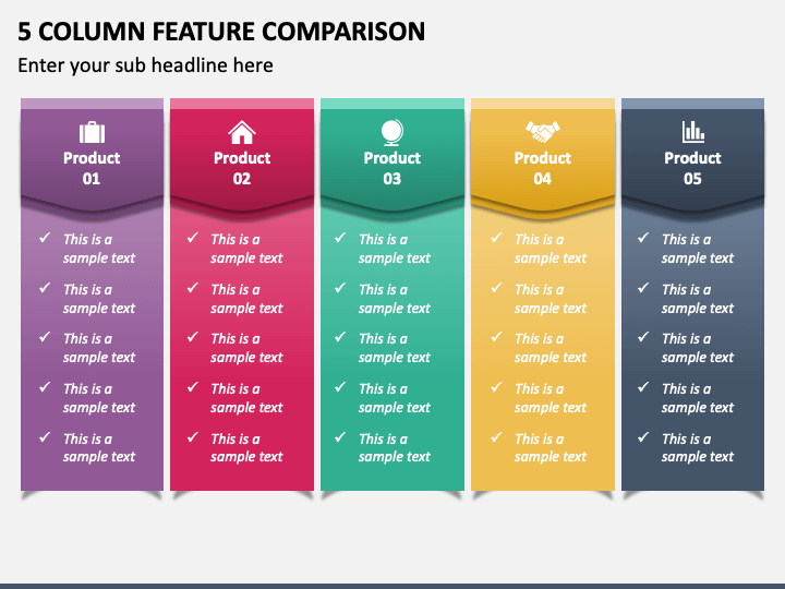 5 Column Feature Comparison PPT Slide 1