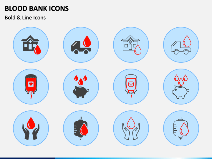Blood Bank Icons PPT Slide 1