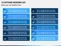 12 Options Modern List PPT Slide 2