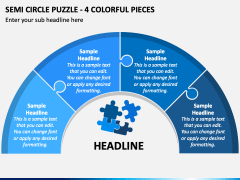 Semi Circle Puzzle - 4 Colorful Pieces PPT Slide 2