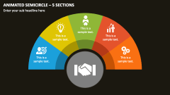 Animated Semicircle - 5 Sections PPT Slide 1