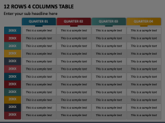 12 Rows 4 Columns Table Animated Presentation - SketchBubble