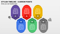 Stylish Timeline - 6 Arrow Points PPT Slide 1