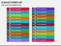 22 Bullet Points List PPT Slide 2