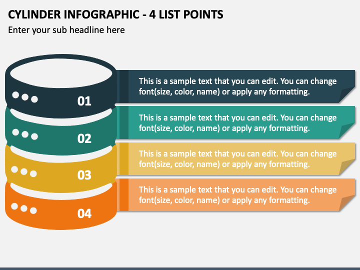 Cylinder Infographic - 4 List Points PPT Slide 1