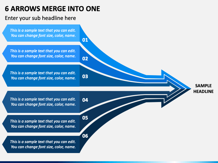 6 Arrows Merge Into One PPT Slide 1