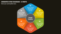 Animated Star Diagram - 6 Parts PPT Slide 1