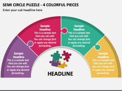 Semi Circle Puzzle - 4 Colorful Pieces PPT Slide 1
