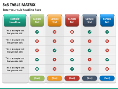 5x5 Table Matrix for PowerPoint and Google Slides - PPT Slides