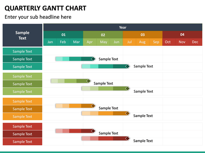 Quarterly Gantt Chart for PowerPoint and Google Slides PPT Slides