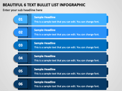 Beautiful 6 Text Bullet List Infographic PPT Slide 1