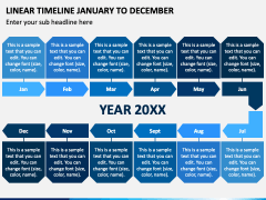 Linear Timeline January To December PPT Slide 1