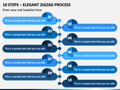 10 Steps - Elegant Zigzag Process PPT Slide 2